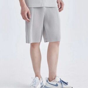 Taupe Pleated Shorts